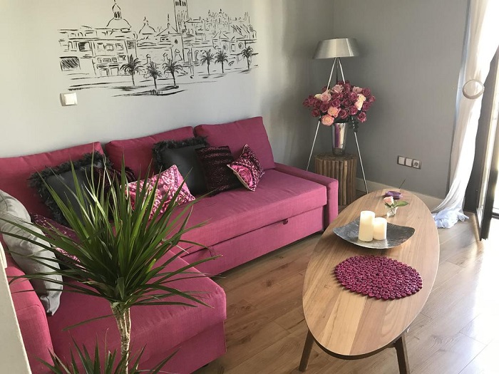 living room pink concept