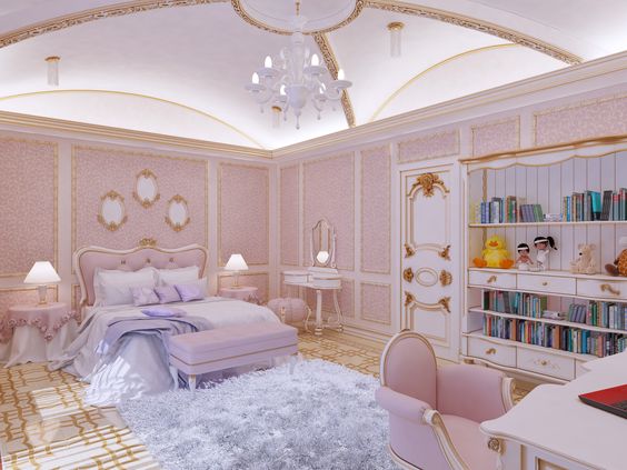 Modern Victorian bedroom style ideas with pink color