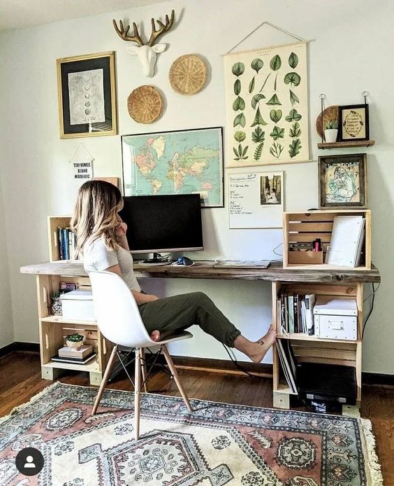 Boho eclectic office home design