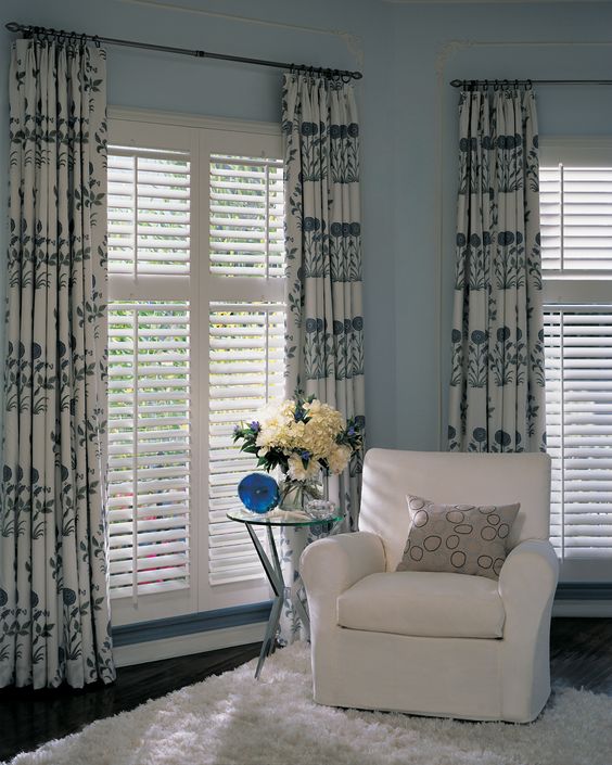 large shutters and curtains