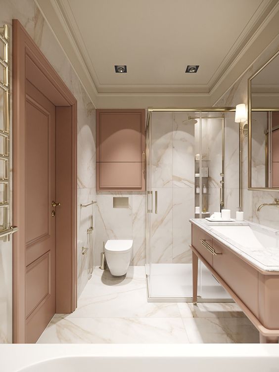 Pink and Gold bathroom