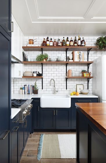 Eclectic kitchen design ideas with navy color