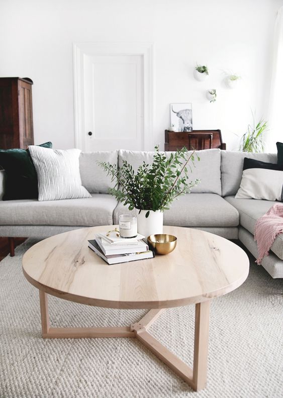 Wood round coffee table