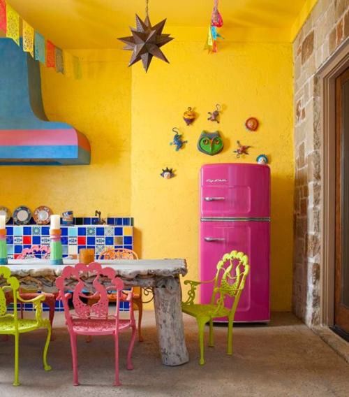 Bright colors in traditional Mexican kitchen