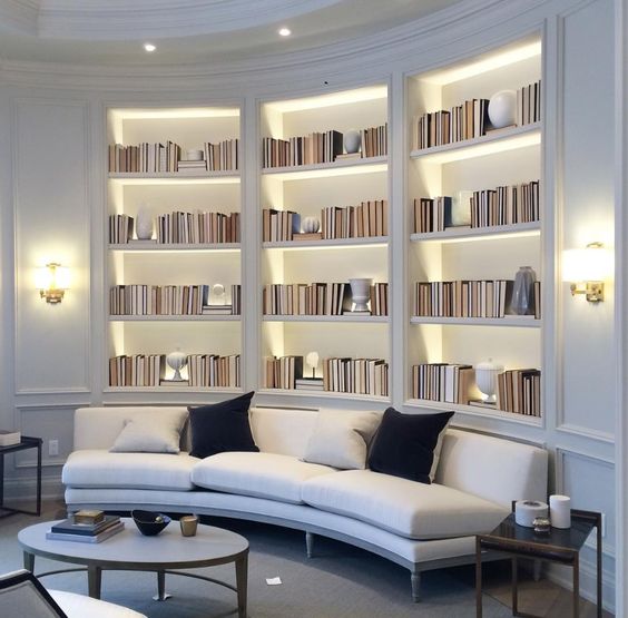 White book shelf in the modern Victorian study room