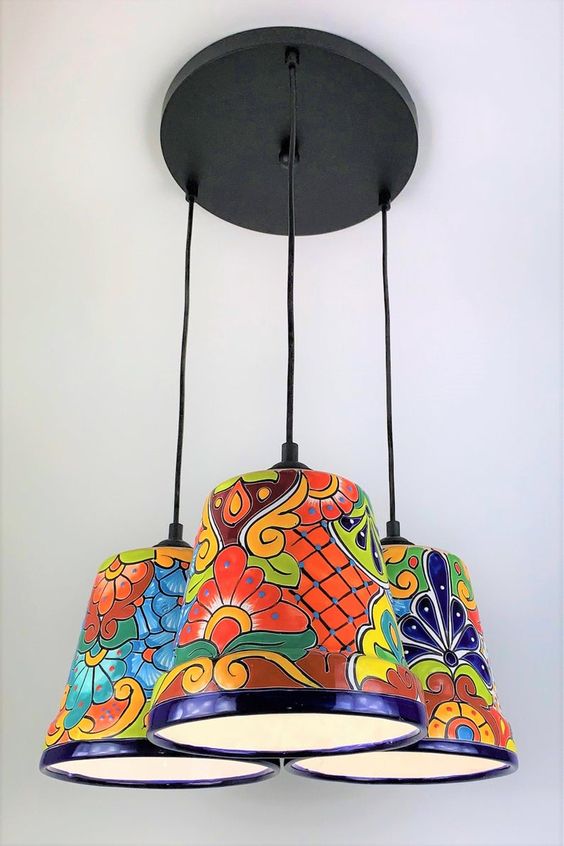 Talavera lamp from used plant's pot