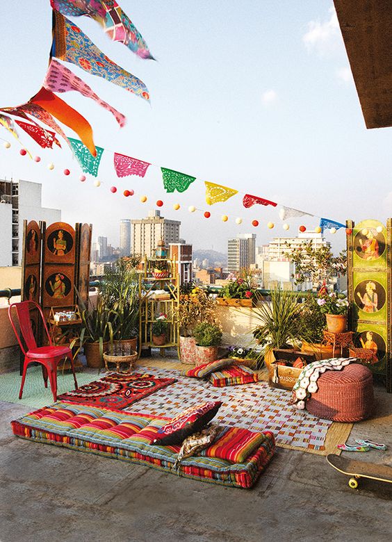 Eclectic roof terrace