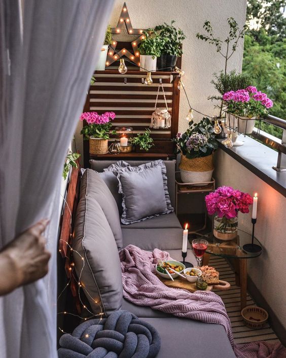 Beautiful small balcony in eclectic design