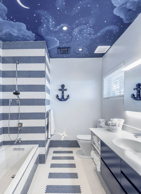 Nautical wall and tiles decor ideas with furniture recommendation