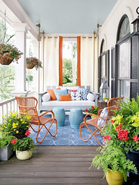 Eclectic outdoor furniture for an exterior