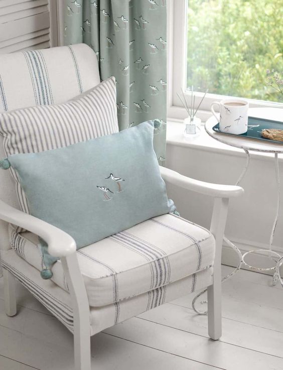 White furniture with nautical coastal accent