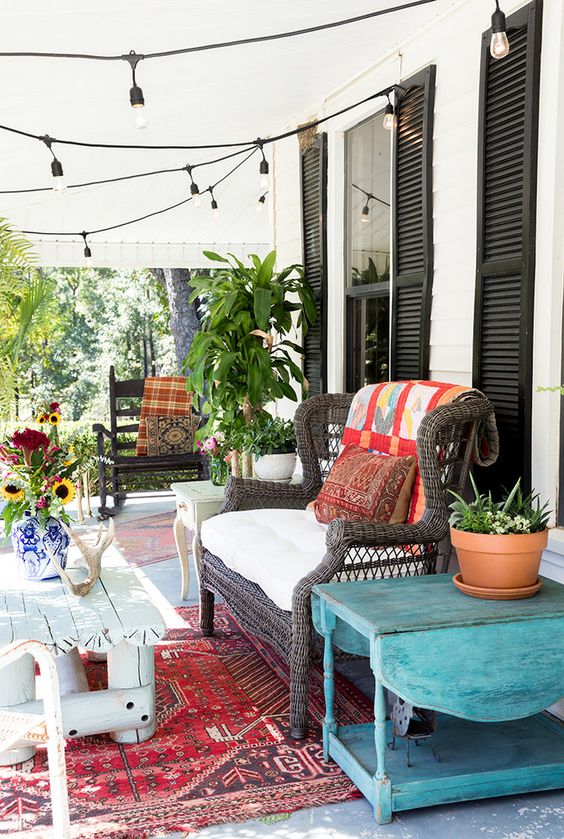 Cozy eclectic porch front