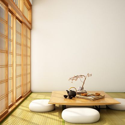 Traditional Japanese living room seating arrangement