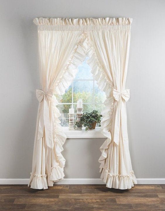 Beige lacey curtains