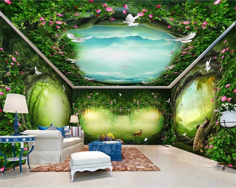 custom Large high end fashion 3D mural fantasy fairy forest full house wallpaper TV background wall
