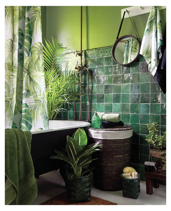 Green wall tiles