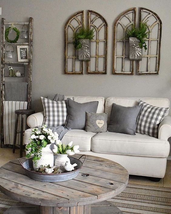 Shabby chic rustic living room interior style