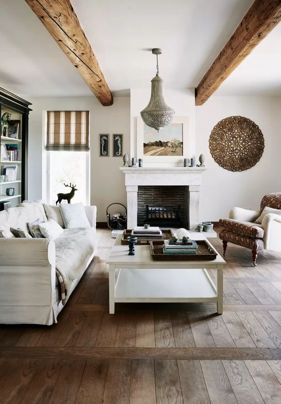 Rustic white color living room