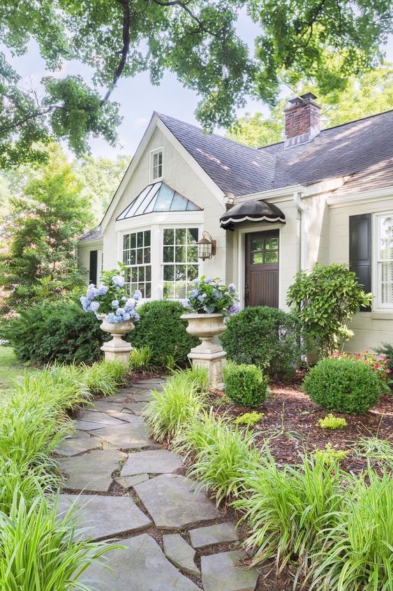 Rustic farmhouse with wide front yard