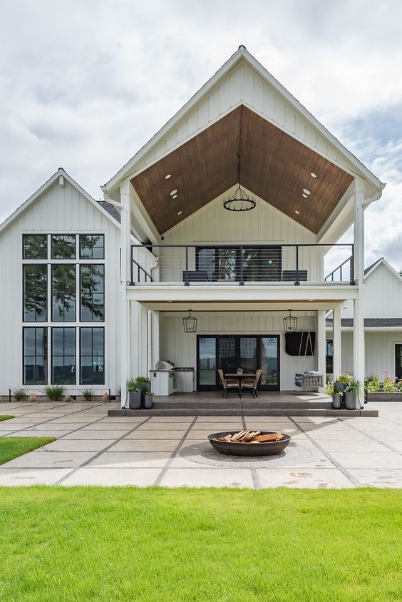 White rustic farmhouse with gable roof style