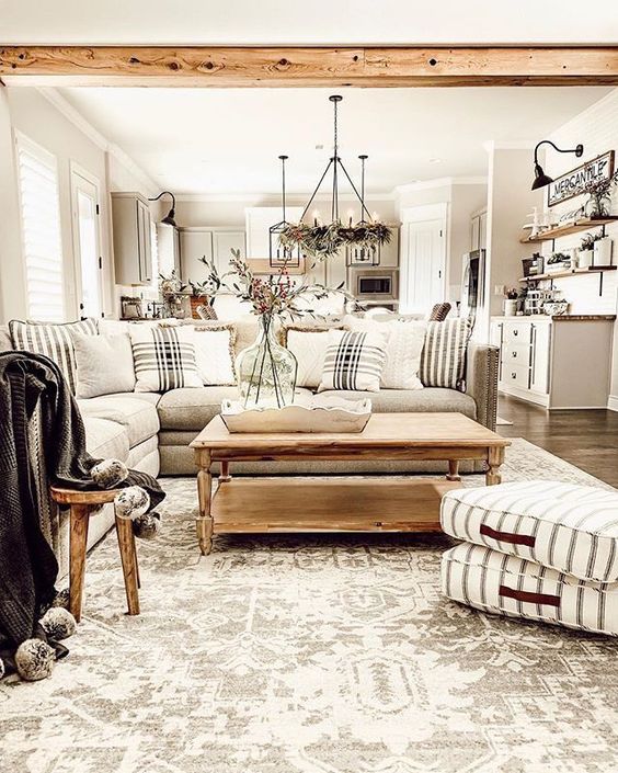 Beige rustic vintage living room