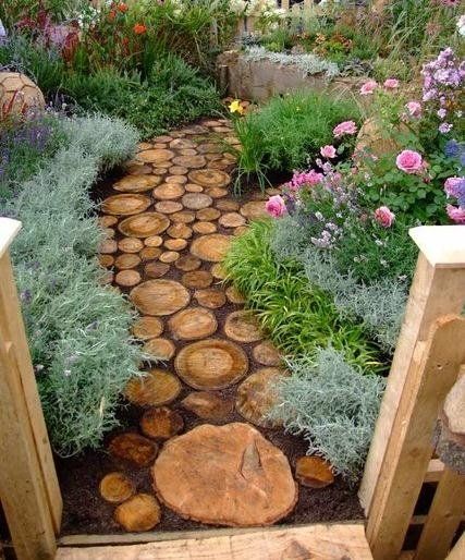 Rustic wooden accent path