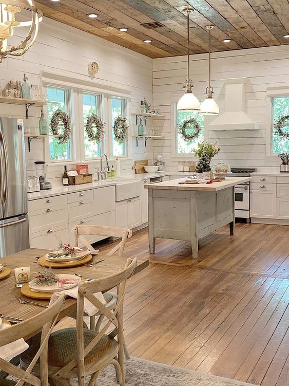 Soft white color modern rustic kitchen concept