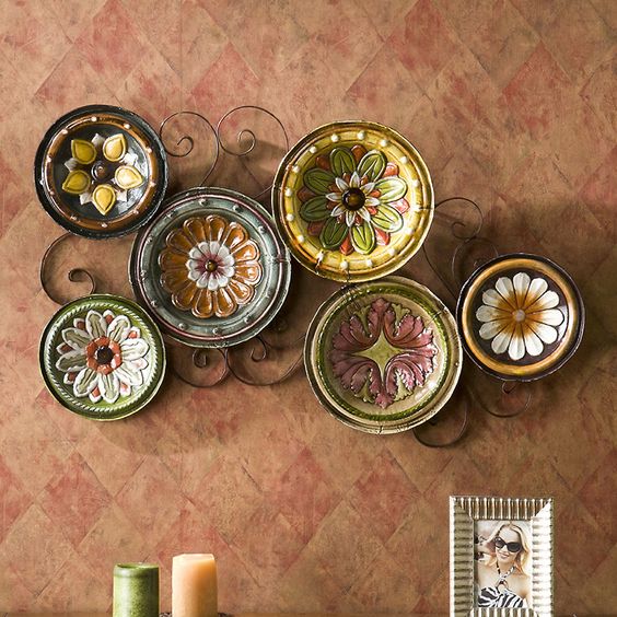 Flower pattern wall plate decorations