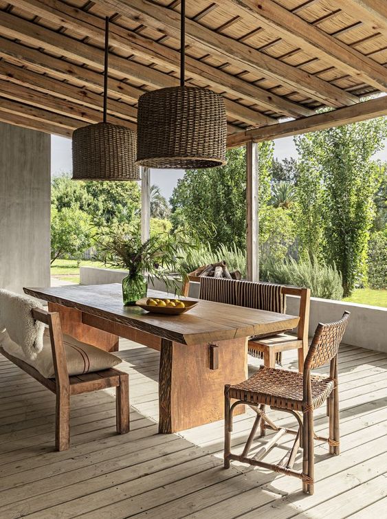 Rustic farmhouse outside dining room exterior