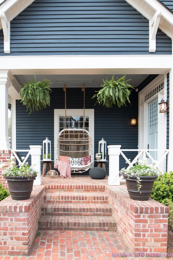 Dark blue bohemian home exterior