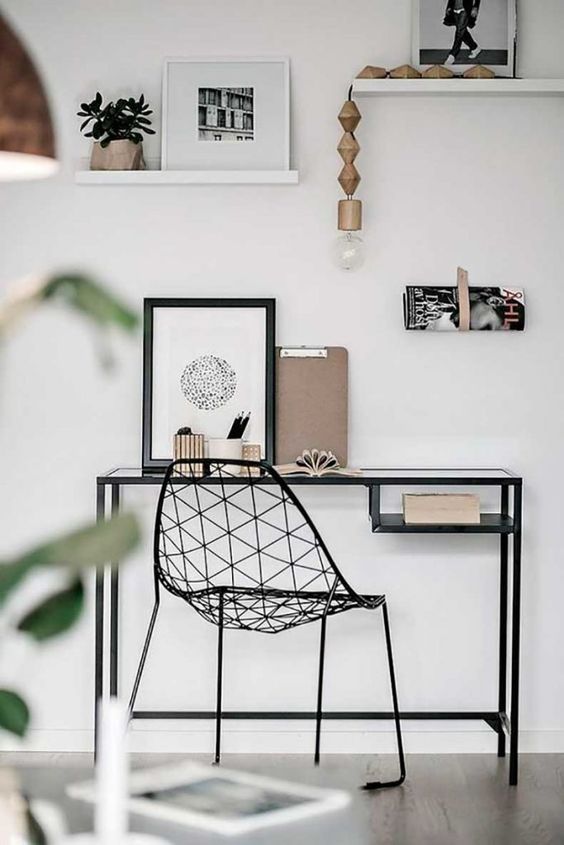 Black metal office desk