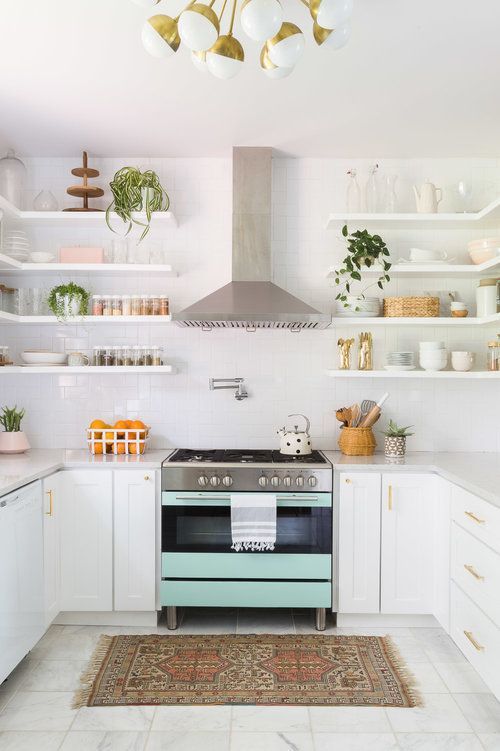 White small kitchen in pastel color