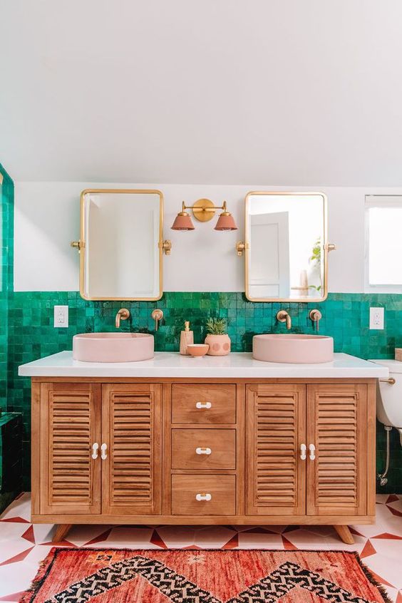 Wooden bathroom vanity