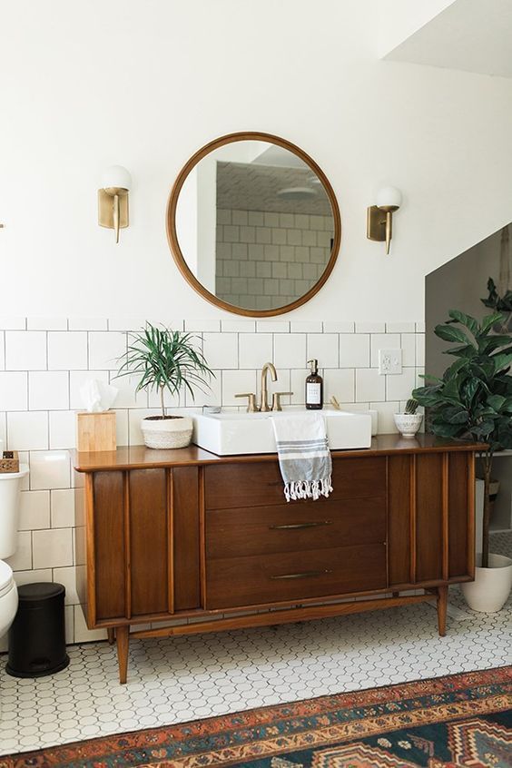 Dark brown bathroom vanity