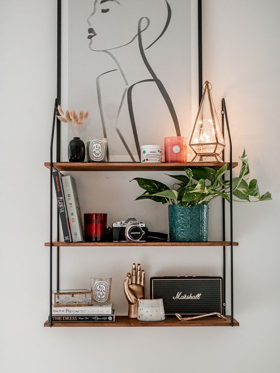 Wooden wall shelf