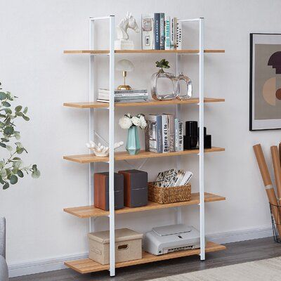 Scandinavi-industrial wooden bookshelf