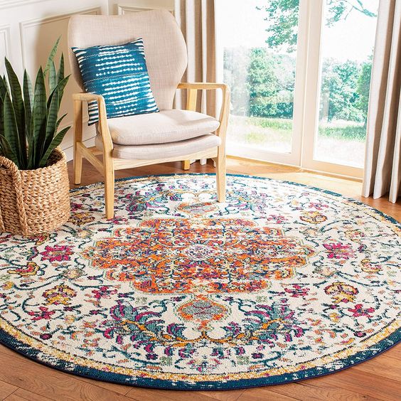 Round floral pattern rugs