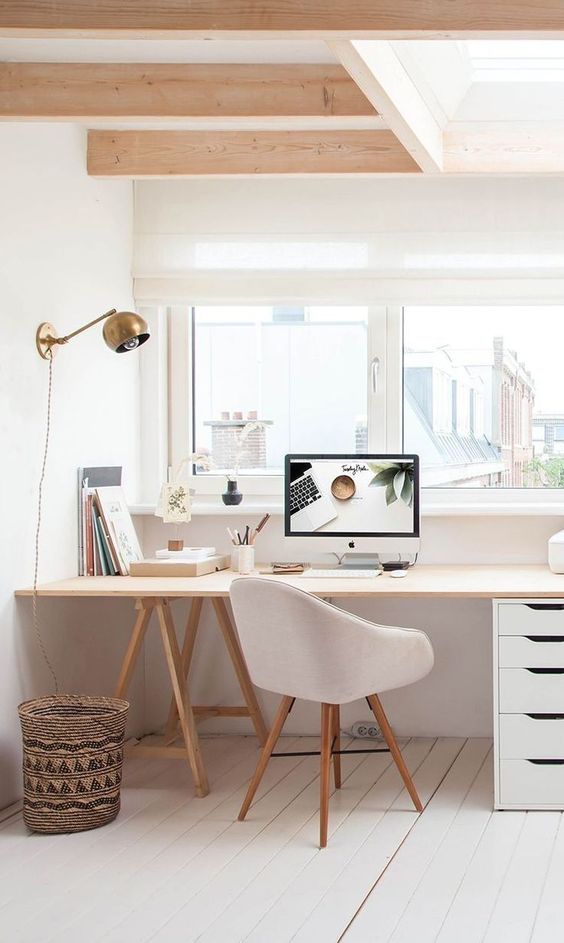 White furniture for Scandinavian industrial home office