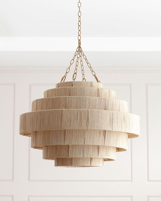 Beige wooden pendant lamp