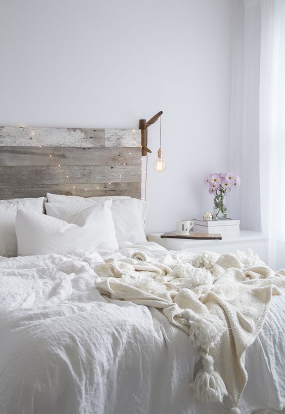 White minimalist industrial bedroom decoration