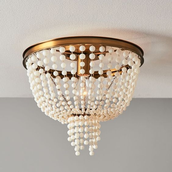 Glass beaded pendant lamp