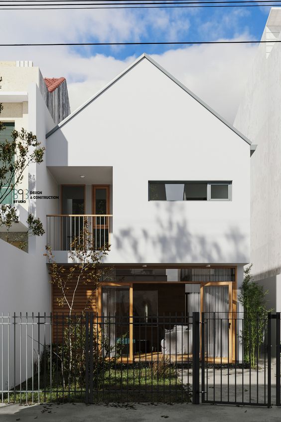 White gable roof industrial home exterior theme