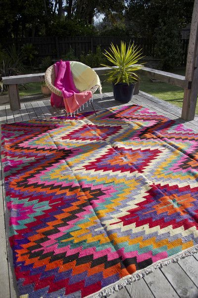 Colorful bohemian pattern rug