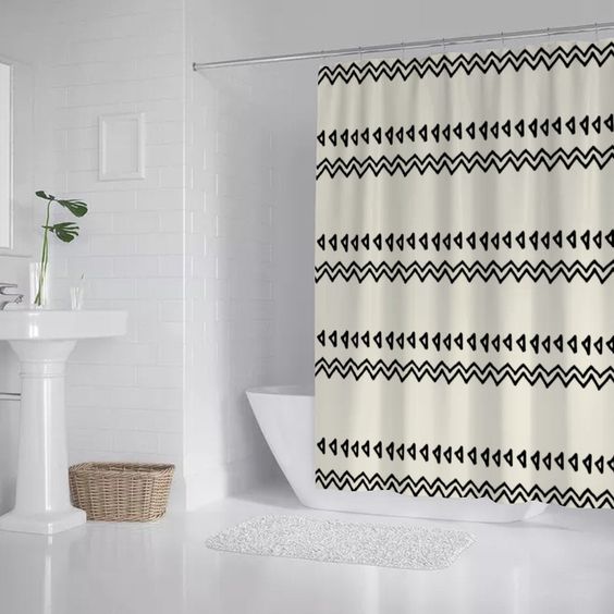 Black and white shower curtain