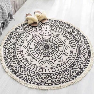 Monochrome round bohemian rugs