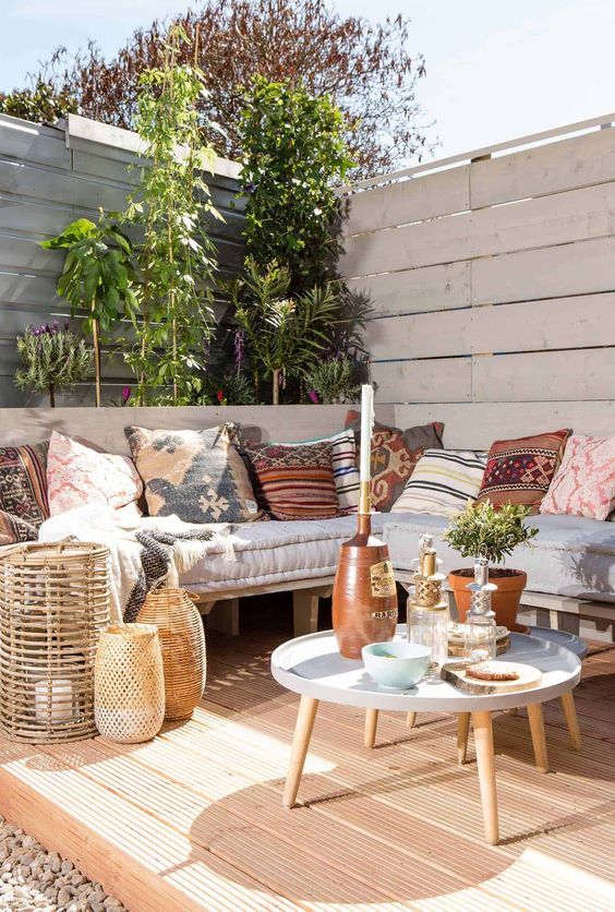 White cozy bohemian patio