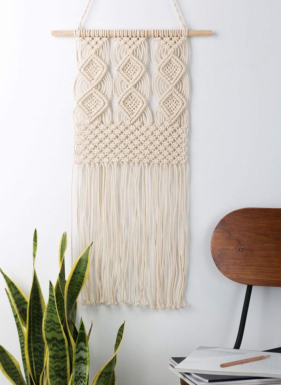 Beige macrame wall art decoration