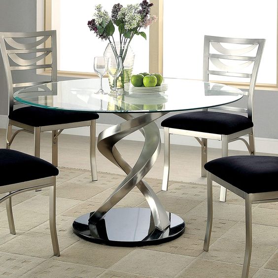 Glass top round dining table