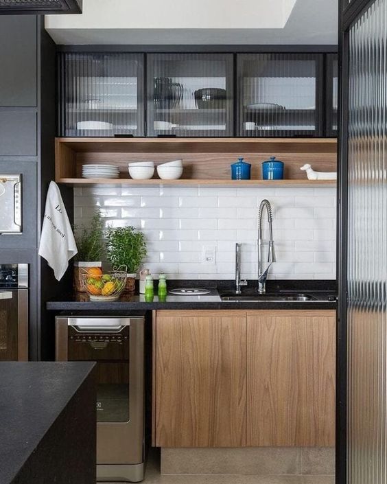 Simple small kitchen in industrial design