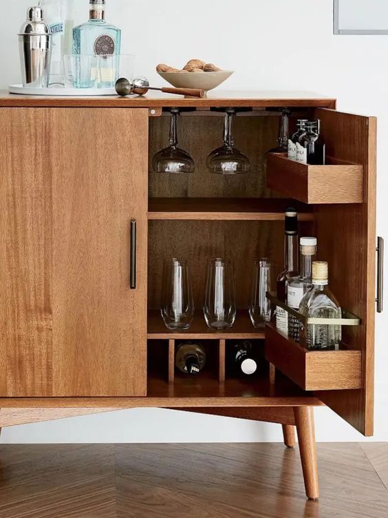 bar cabinet in the mamsculine living room
